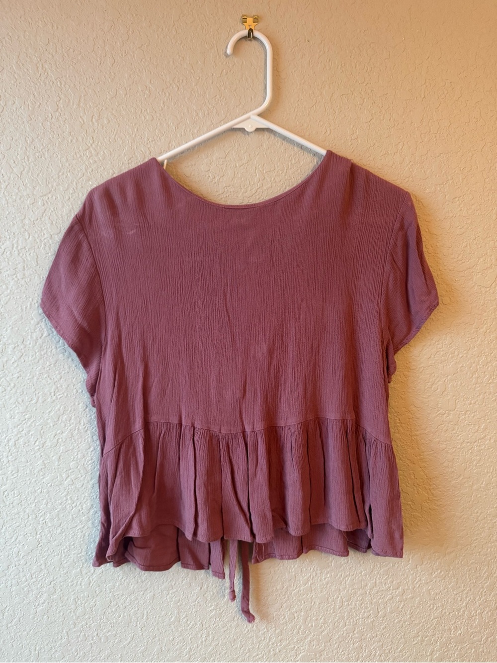 Altar'd State Mauve Peplum Short Sleeve Blouse